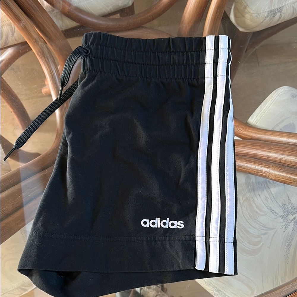 Adidas Athletic Shorts in Black with White Stripes